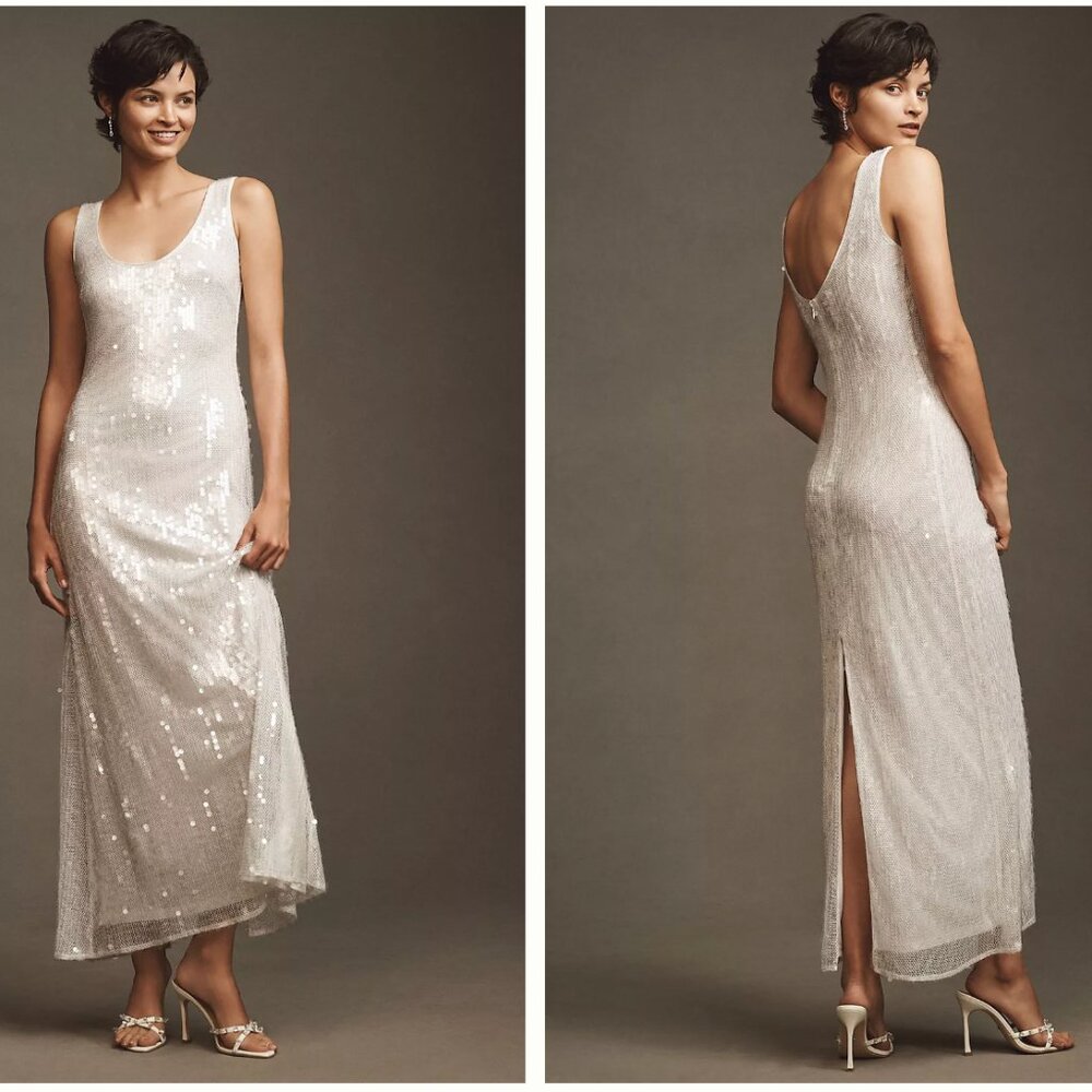 Anthropology Hutch Sleeveless Scoop-Neck Sequin Column Maxi Dress